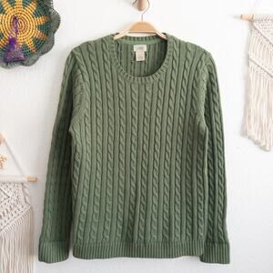L. L. Bean Green Cable Chunky Knit Sweater Size XL